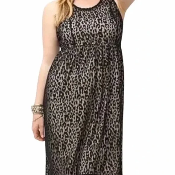 Lane Bryant Sleeveless Cheetah Print Lace Dress Approx Size 16 - Picture 2 of 6